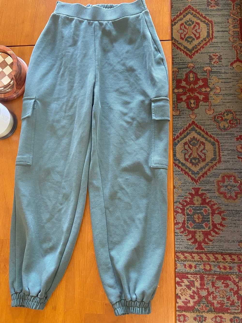 Zara Teal Cargo Joggers